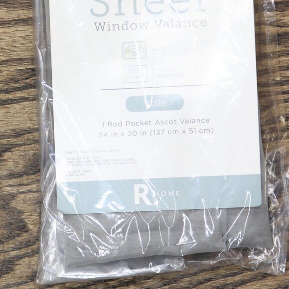 NWT Regal Home Solid Rod Pocket Ascot Valance 16715d64772e48 Silver Gray 20x54 - Picture 2 of 2